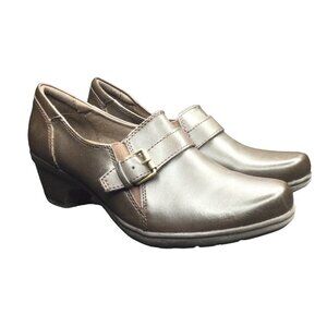 G.H Bass & Co Elaine Slip-On Comfort Shoe Heel Pump Leather Upper Brown Size 8M